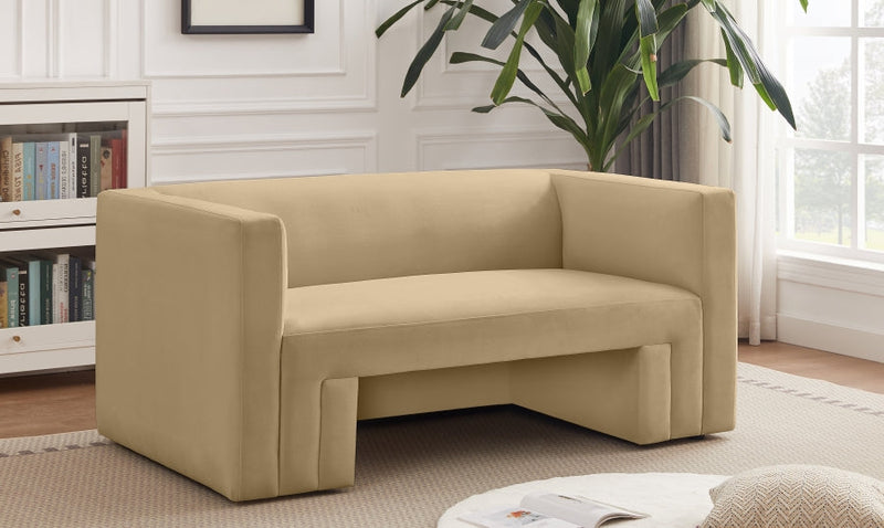 Henson 63" Velvet Upholstered Loveseat in Camel - 665Camel-L