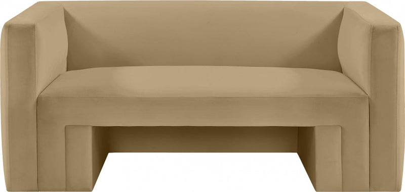 Henson 63" Velvet Upholstered Loveseat in Camel - 665Camel-L