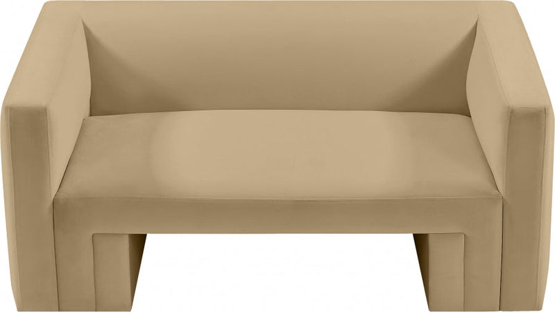 Henson 63" Velvet Upholstered Loveseat in Camel - 665Camel-L