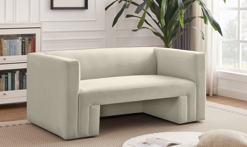 Henson 63" Velvet Upholstered Loveseat in Cream - 665Cream-L