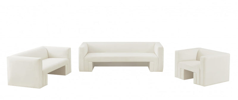 Henson 63" Velvet Upholstered Loveseat in Cream - 665Cream-L