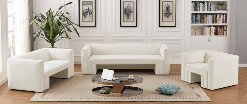 Henson 63" Velvet Upholstered Loveseat in Cream - 665Cream-L