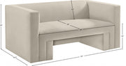 Henson 63" Velvet Upholstered Loveseat in Cream - 665Cream-L