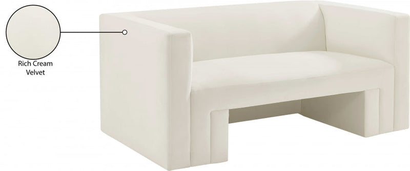 Henson 63" Velvet Upholstered Loveseat in Cream - 665Cream-L