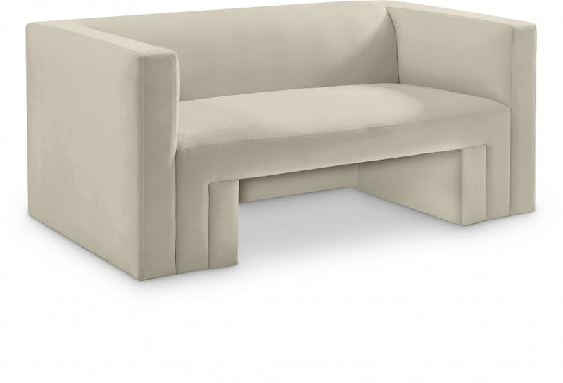Henson 63" Velvet Upholstered Loveseat in Cream - 665Cream-L