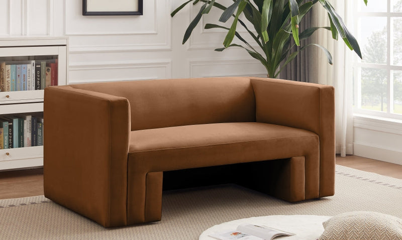 Henson 63" Velvet Upholstered Loveseat in Saddle - 665Saddle-L