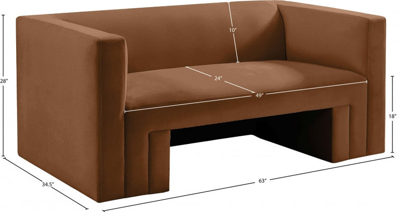 Henson 63" Velvet Upholstered Loveseat in Saddle - 665Saddle-L