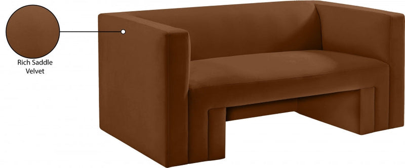 Henson 63" Velvet Upholstered Loveseat in Saddle - 665Saddle-L