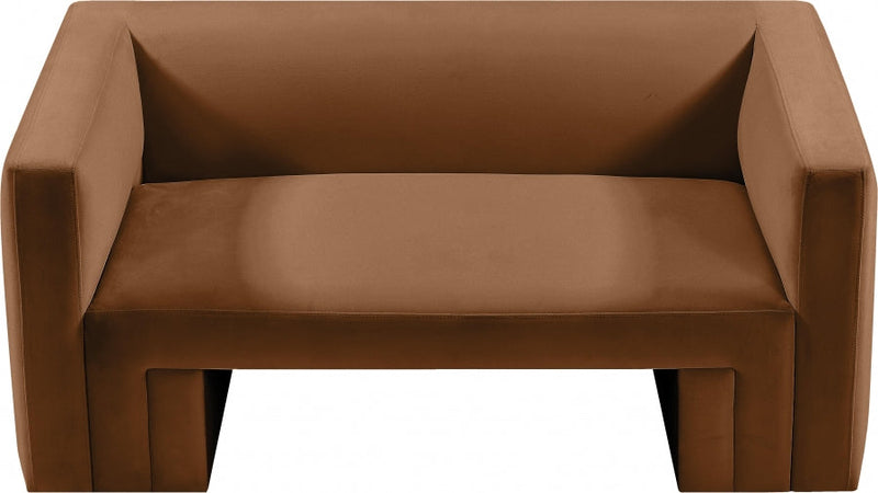 Henson 63" Velvet Upholstered Loveseat in Saddle - 665Saddle-L