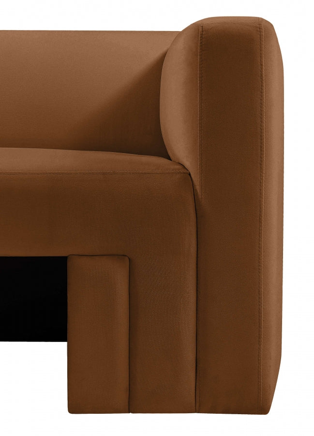 Henson 63" Velvet Upholstered Loveseat in Saddle - 665Saddle-L