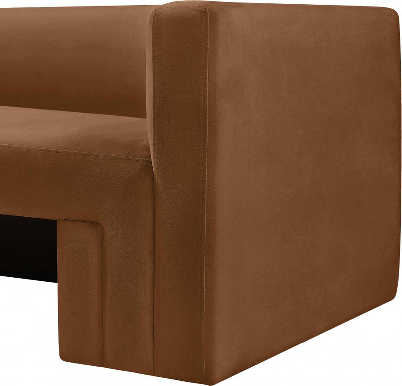 Henson 63" Velvet Upholstered Loveseat in Saddle - 665Saddle-L