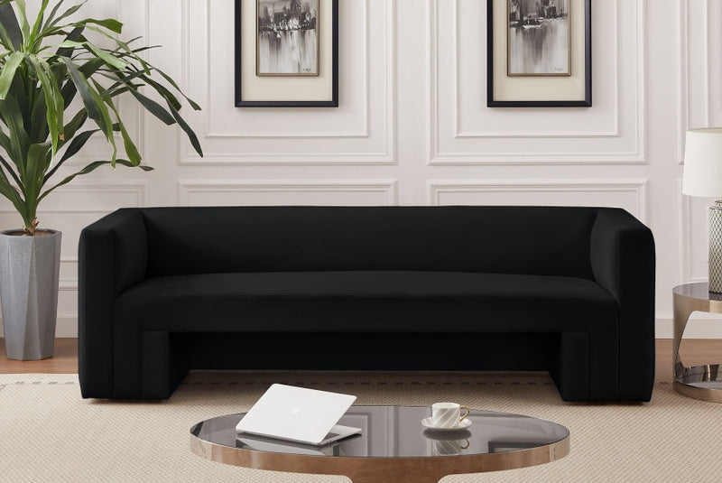 Henson 89.5" Velvet Upholstered Sofa in Black - 665Black-S