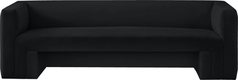Henson 89.5" Velvet Upholstered Sofa in Black - 665Black-S