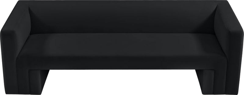 Henson 89.5" Velvet Upholstered Sofa in Black - 665Black-S