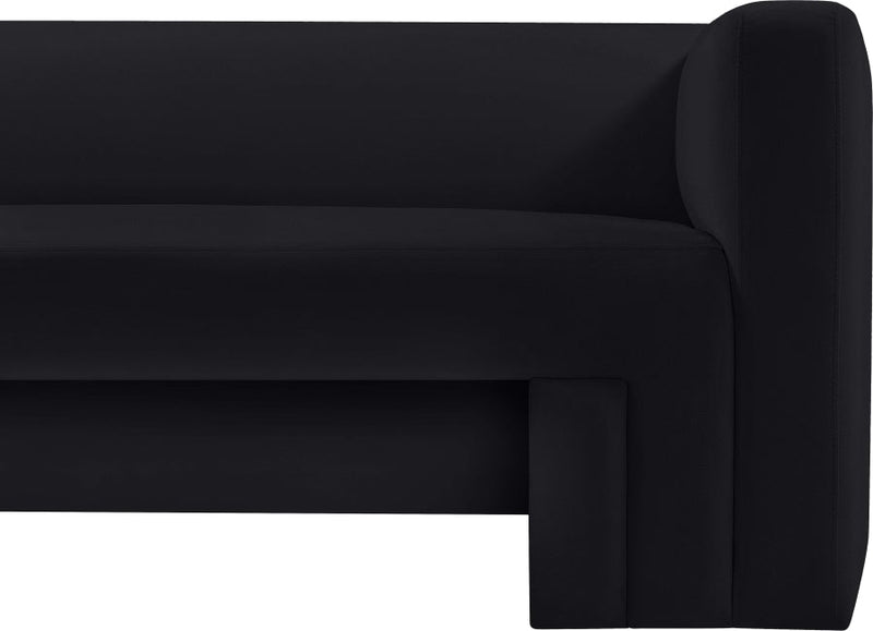 Henson 89.5" Velvet Upholstered Sofa in Black - 665Black-S