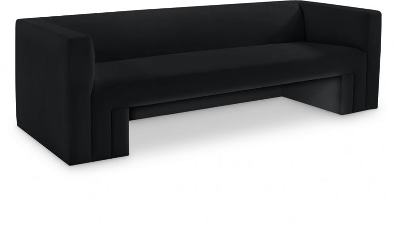 Henson 89.5" Velvet Upholstered Sofa in Black - 665Black-S