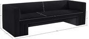 Henson 89.5" Velvet Upholstered Sofa in Black - 665Black-S