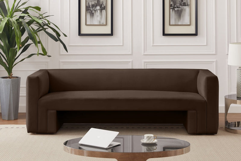 Henson 89.5" Velvet Upholstered Sofa in Brown - 665Brown-S