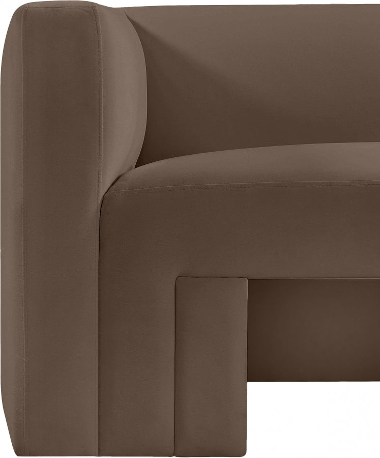 Henson 89.5" Velvet Upholstered Sofa in Brown - 665Brown-S