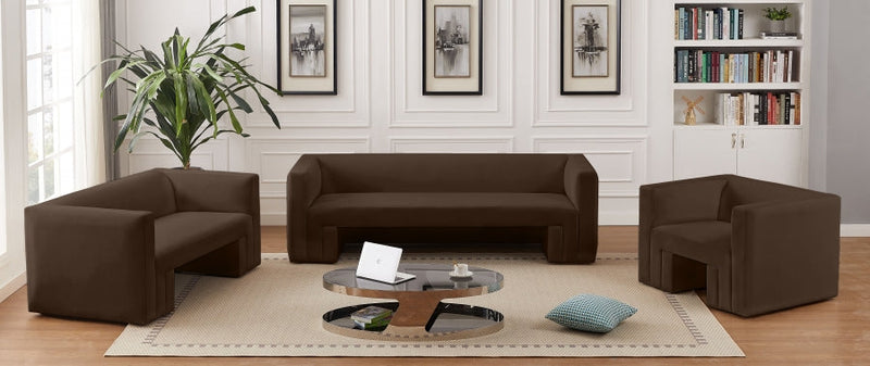 Henson 89.5" Velvet Upholstered Sofa in Brown - 665Brown-S