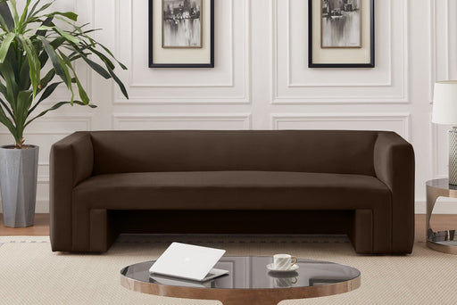 Henson 89.5" Velvet Upholstered Sofa in Brown - 665Brown-S