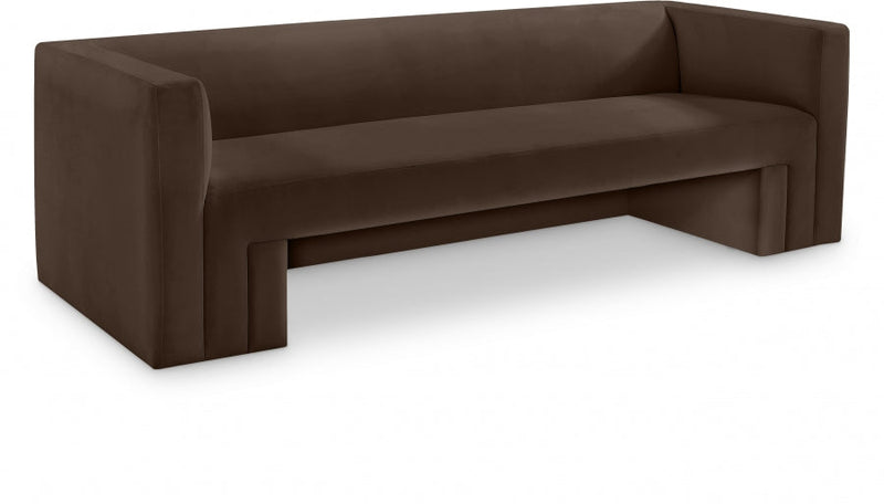 Henson 89.5" Velvet Upholstered Sofa in Brown - 665Brown-S