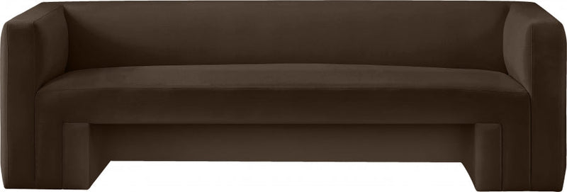 Henson 89.5" Velvet Upholstered Sofa in Brown - 665Brown-S