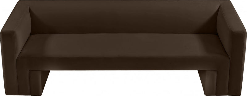 Henson 89.5" Velvet Upholstered Sofa in Brown - 665Brown-S