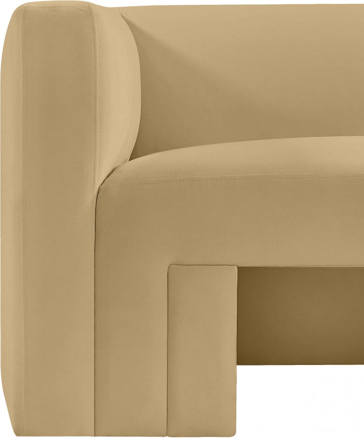 Henson 89.5" Velvet Upholstered Sofa in Camel - 665Camel-S