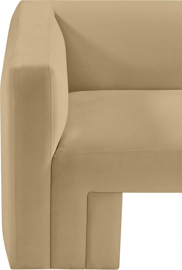 Henson 89.5" Velvet Upholstered Sofa in Camel - 665Camel-S