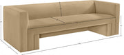 Henson 89.5" Velvet Upholstered Sofa in Camel - 665Camel-S
