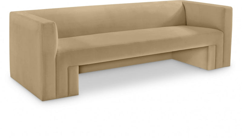 Henson 89.5" Velvet Upholstered Sofa in Camel - 665Camel-S