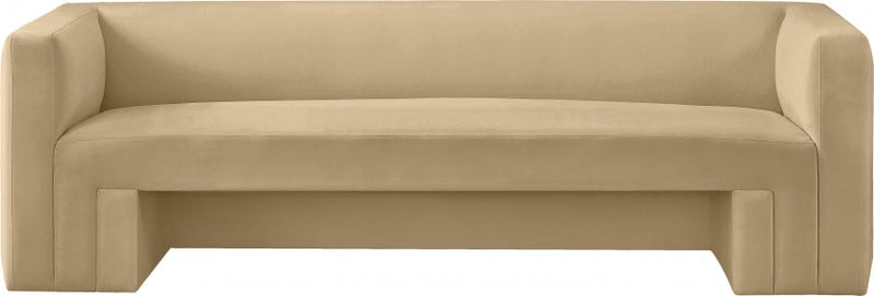 Henson 89.5" Velvet Upholstered Sofa in Camel - 665Camel-S