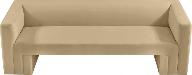 Henson 89.5" Velvet Upholstered Sofa in Camel - 665Camel-S