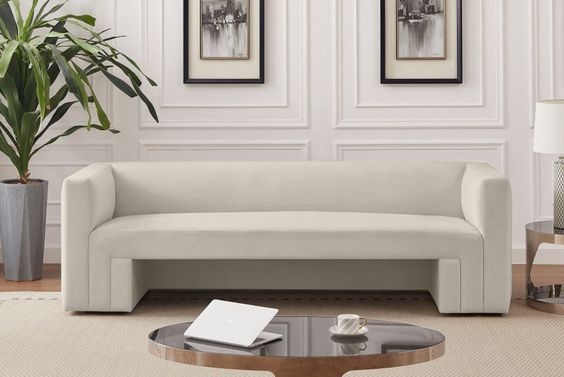 Henson 89.5" Velvet Upholstered Sofa in Cream - 665Cream-S
