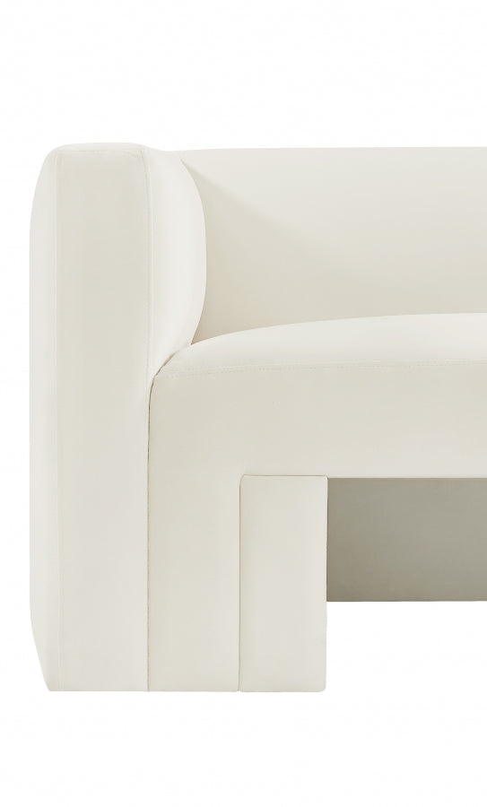 Henson 89.5" Velvet Upholstered Sofa in Cream - 665Cream-S