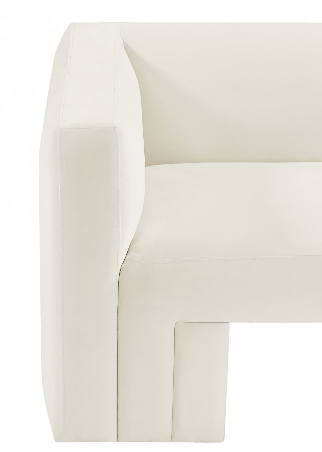 Henson 89.5" Velvet Upholstered Sofa in Cream - 665Cream-S