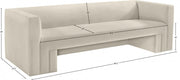 Henson 89.5" Velvet Upholstered Sofa in Cream - 665Cream-S