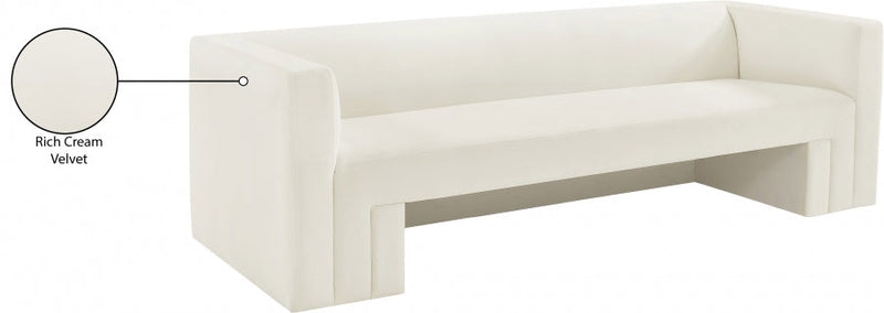 Henson 89.5" Velvet Upholstered Sofa in Cream - 665Cream-S