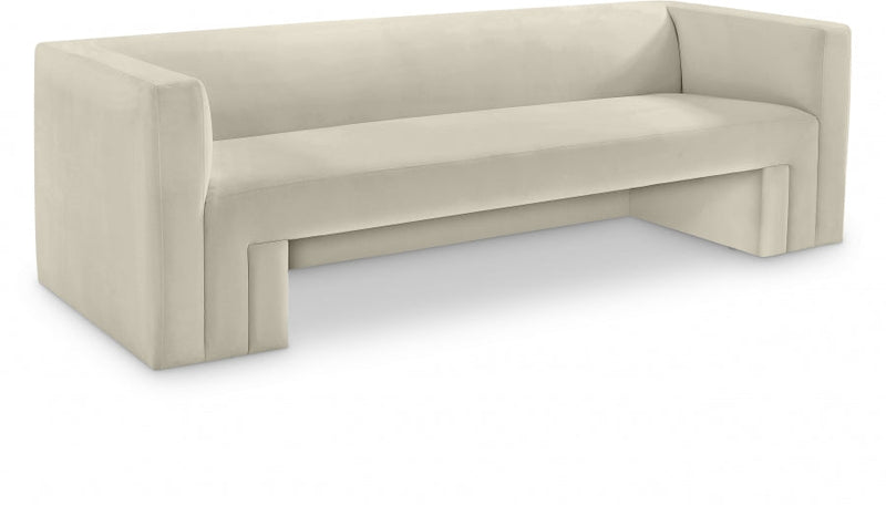 Henson 89.5" Velvet Upholstered Sofa in Cream - 665Cream-S