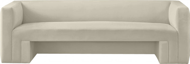 Henson 89.5" Velvet Upholstered Sofa in Cream - 665Cream-S