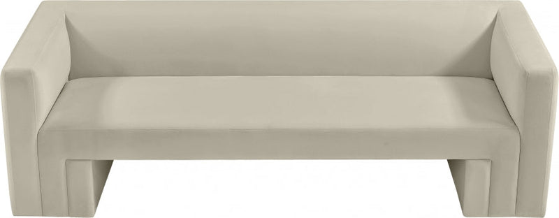 Henson 89.5" Velvet Upholstered Sofa in Cream - 665Cream-S