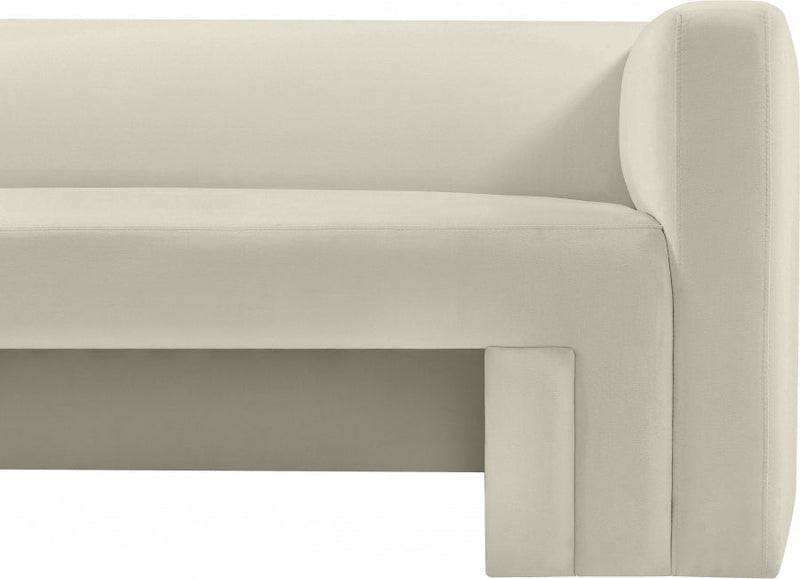 Henson 89.5" Velvet Upholstered Sofa in Cream - 665Cream-S
