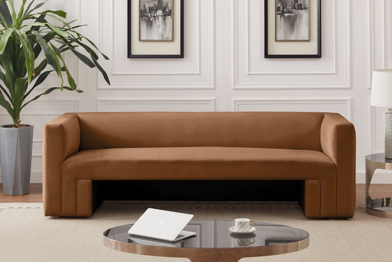 Henson 89.5" Velvet Upholstered Sofa in Saddle - 665Saddle-S