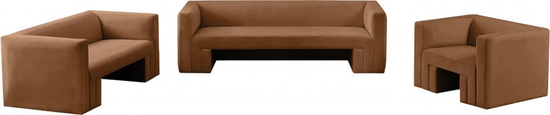 Henson 89.5" Velvet Upholstered Sofa in Saddle - 665Saddle-S