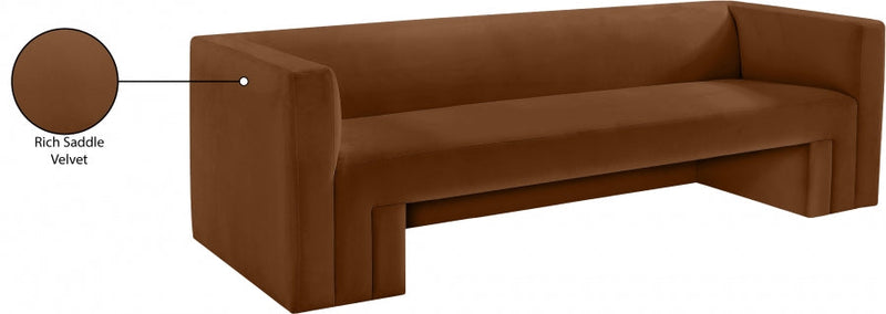 Henson 89.5" Velvet Upholstered Sofa in Saddle - 665Saddle-S