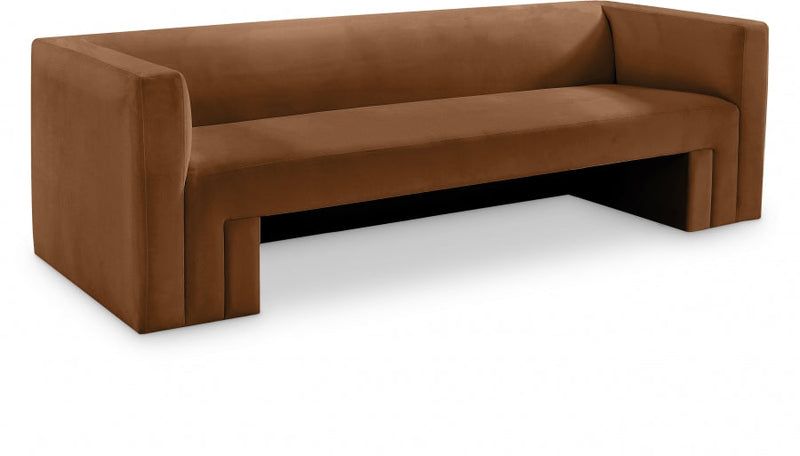 Henson 89.5" Velvet Upholstered Sofa in Saddle - 665Saddle-S