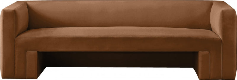 Henson 89.5" Velvet Upholstered Sofa in Saddle - 665Saddle-S