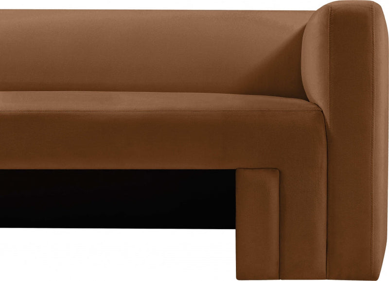 Henson 89.5" Velvet Upholstered Sofa in Saddle - 665Saddle-S