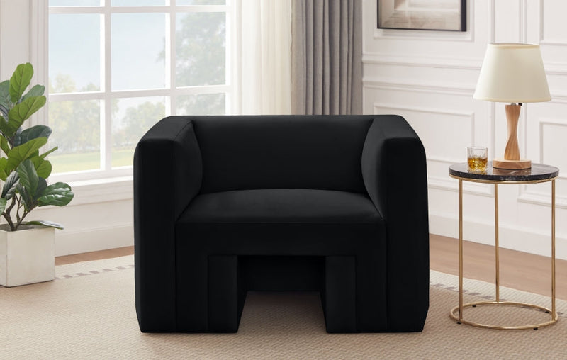 Henson Velvet Upholstered Chair in Black - 665Black-C